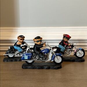 3 The Hamilton Collection Faithful Fuzzies Bears Born To Ride Motorcycles